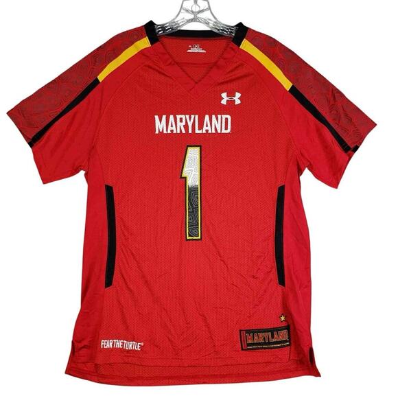Maryland Terrapins Under Armour Red Football Jersey Men’s Size XL Heatgear - Picture 2 of 13